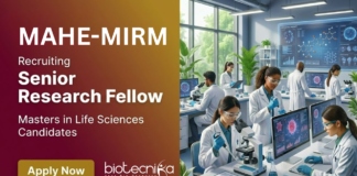 Senior Research Fellow at MAHE-MIRM, Bengaluru.. Masters in Life Sciences Candidates, Apply Now. Exp. in Neuroscience, Exosomes, & EEG.