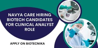 Navya Care Hiring Biotech Candidates for Clinical Analyst Role, Apply on Biotecnika Freshers Clinical Analyst Jobs at Navya Care