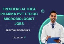 Freshers Althea Pharma Pvt Ltd QC Microbiologist Jobs – Apply on Biotecnika Freshers QC Microbiologist Job Openings at Althea Pharma Pvt Ltd