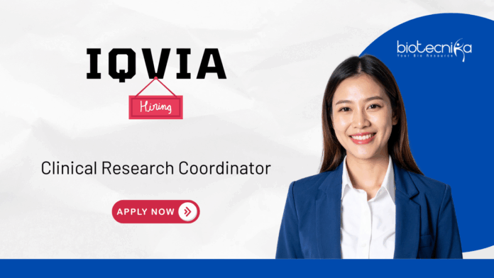Clinical Research Coordinator Job Opportunity at IQVIA. Job in Mumbai. Apply Now for the Fast-paced Clinical Research job.