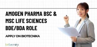 Amogen Pharma BSc & MSc Life Sciences BDE/BDA Role – Apply on Biotecnika Life Sciences Business Development Jobs at Amogen Pharma