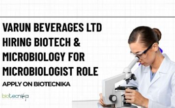 Varun Beverages Ltd Hiring Biotech & Microbiology For Microbiologist Role – Apply on Biotecnika Microbiologist Job Vacancies at Varun Beverages Ltd