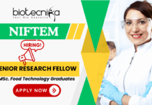 NIFTEM SRF recruitment for food technology jobs and research job opportunities