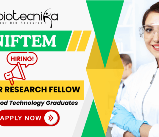 NIFTEM SRF recruitment for food technology jobs and research job opportunities