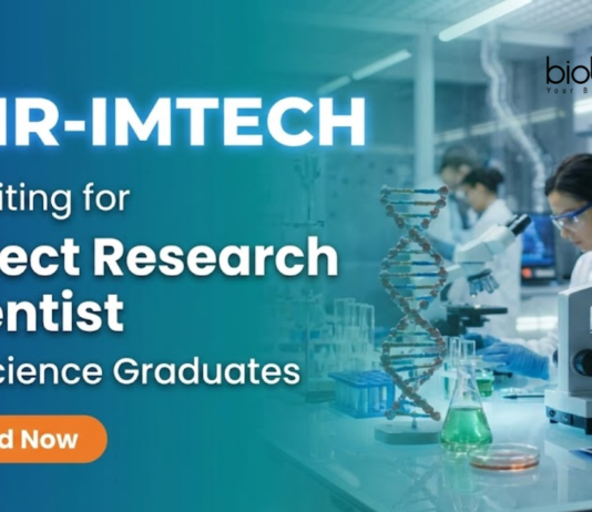 Scientist Jobs at CSIR-IMTECH for Research Jobs and Life Science Jobs