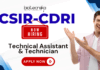 CSIR-CDRI technical assistant and technician recruitment 2025 for life science jobs