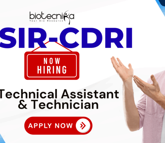 CSIR-CDRI technical assistant and technician recruitment 2025 for life science jobs