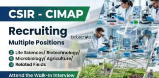 CSIR CIMAP Recruitment: Attend the Walk-In Interview for Life Science Research Jobs CSIR CIMAP recruitment 2025 offers Walk-in Research Jobs for Life Science Candidates. Build a Strong Career in Life Science at CSIR-CIMAP.