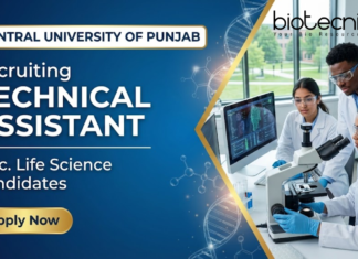 CUP Recruitment opens for Technical Assistant Jobs | Life Science Jobs Technical Assistant Jobs at Central University of Punjab under CUP Recruitment for Life Science Graduates