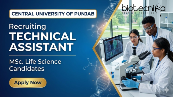 CUP (1) Technical Assistant Jobs at Central University of Punjab under CUP Recruitment for Life Science Graduates