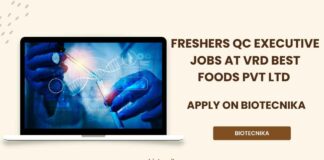 Freshers QC Executive Jobs at VRD Best Foods Pvt Ltd – Apply on Biotecnika Freshers QC Executive Jobs at VRD Best Foods, Apply on Biotecnika