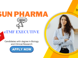 Biology Jobs for Freshers at Sun Pharma - Hiring for eTMF Executive Role - UG or PG Candidates Can Apply Now for Sun Pharma Careers