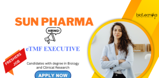 Biology Jobs at Sun Pharma For Freshers | Apply Now Biology Jobs for Freshers at Sun Pharma - Hiring for eTMF Executive Role - UG or PG Candidates Can Apply Now for Sun Pharma Careers