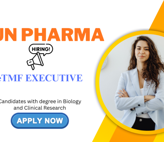 Biology Jobs for Freshers at Sun Pharma - Hiring for eTMF Executive Role - UG or PG Candidates Can Apply Now for Sun Pharma Careers
