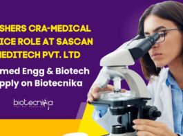 Freshers CRA-Medical Device Role at Sascan Meditech Pvt. Ltd. – Biomed Engg & Biotech Apply on Biotecnika Freshers CRA Job Openings at Sascan Meditech Pvt. Ltd.