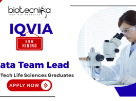 IQVIA Data Team Lead recruitment banner for clinical research jobs and data management jobs