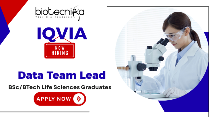 Data Team Lead (1) IQVIA Data Team Lead recruitment banner for clinical research jobs and data management jobs
