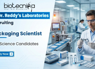 Life Science Jobs at Dr. Reddy’s for Packaging Scientist role Life science jobs at Dr. Reddy’s Laboratories for Packaging Scientist biomedical sciences jobs