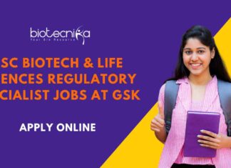 BSc Biotech & Life Sciences Regulatory Specialist Jobs at GSK – Apply Online BSc Biotech Jobs Mumbai - GSK Jobs - Regulatory Specialist Jobs