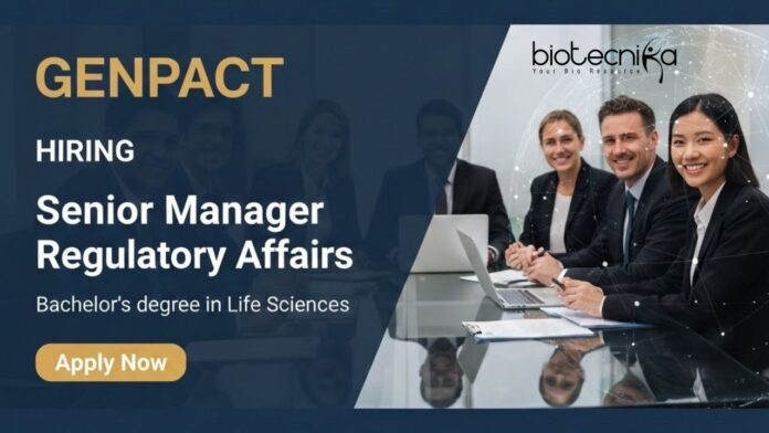 Genpact (1) Explore Life Science Jobs at Genpact as Senior Manager Regulatory Affairs. Advance your Genpact Career with Regulatory Affairs Jobs.