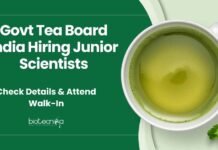 Govt Tea Board India Hiring Junior Scientists – Check Details & Attend Walk-In Govt Biochemistry Jobs 2025 | Tea Board India Jobs | Botany Jobs