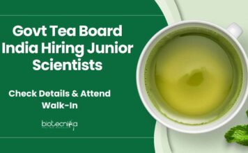 Govt Biochemistry Jobs 2025 | Tea Board India Jobs | Botany Jobs