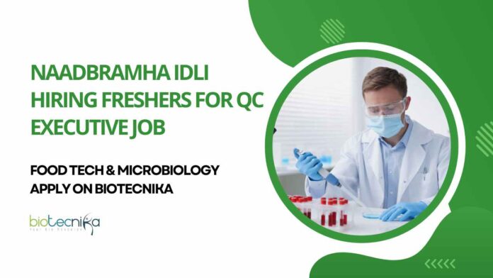 Freshers QC Executive Jobs at Naadbramha Idli