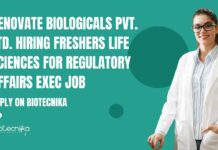 Freshers Life Science Regulatory Affairs Jobs at Renovate Biologicals