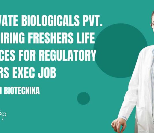 Freshers Life Science Regulatory Affairs Jobs at Renovate Biologicals