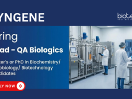 Life Sciences Jobs at Syngene. Masters or PhD in Biochemistry/ Microbiology/ Biotechnology Candidates Apply Now For Head – QA Biologics Role.