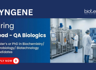 Life Sciences Jobs at Syngene. Masters or PhD in Biochemistry/ Microbiology/ Biotechnology Candidates Apply Now For Head – QA Biologics Role.