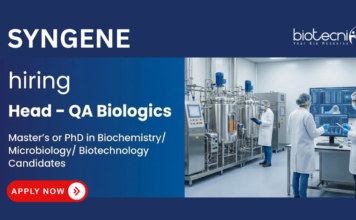 Life Sciences Jobs at Syngene. Masters or PhD in Biochemistry/ Microbiology/ Biotechnology Candidates Apply Now For Head – QA Biologics Role.