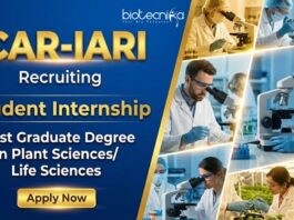 Apply for a Life Science Internship at ICAR IARI.. Explore IARI Recruitment for a Biotech Internship in Plant Physiology and Genome Editing.