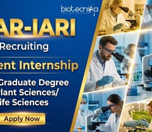 Apply for a Life Science Internship at ICAR IARI.. Explore IARI Recruitment for a Biotech Internship in Plant Physiology and Genome Editing.