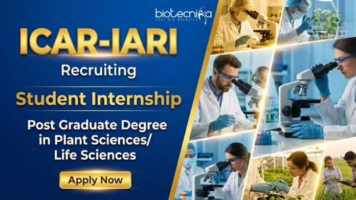 ICAR-IARI Apply for a Life Science Internship at ICAR IARI.. Explore IARI Recruitment for a Biotech Internship in Plant Physiology and Genome Editing.