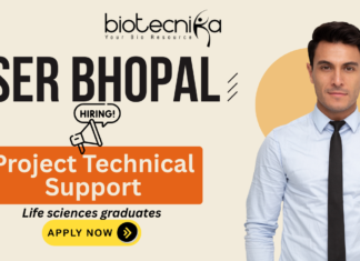 IISER Bhopal research assistant job recruitment 2025 for biotechnology jobs candidates.