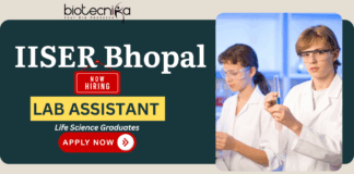 IISER Bhopal Lab Assistant Recruitment 2025 – Research jobs and life science jobs notification