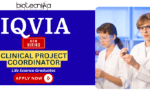 Clinical project coordinator job at IQVIA Biotech for life science candidates