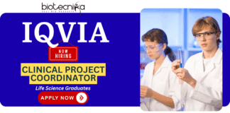 Clinical project coordinator job at IQVIA Biotech for life science candidates