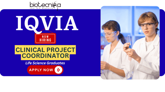 Clinical project coordinator job at IQVIA Biotech for life science candidates