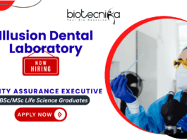 Quality Assurance Executive job at Illusion Dental Laboratory for life science and microbiology candidates