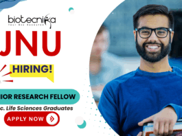 JNU research jobs SRF vacancy for life science jobs recruitment 2025