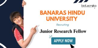 BHU Recruitment: Junior Research Fellow – Life Science Candidates Apply Now BHU Recruitment: Junior Research Fellow Position Available | MSc Biochemistry/ Zoology Candidates Apply Now | JRF Vacancy