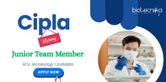 MSc Microbiology Jobs: Cipla is Hiring a Junior Team Member in Rangpo, Sikkim | MSc Graduates Apply Now for Cipla Career
