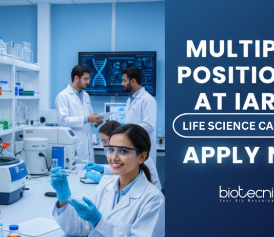 IARI Recruitment 2025. Life science Research jobs for MSc Candidates in Biotechnology and Related fields. Attend the Walk-in Interview