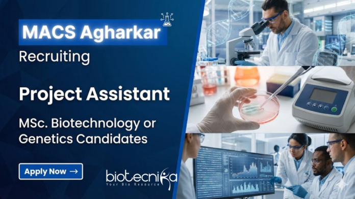 MACS Project Assistant Job at MACS Agharkar Research Institute research job life science job