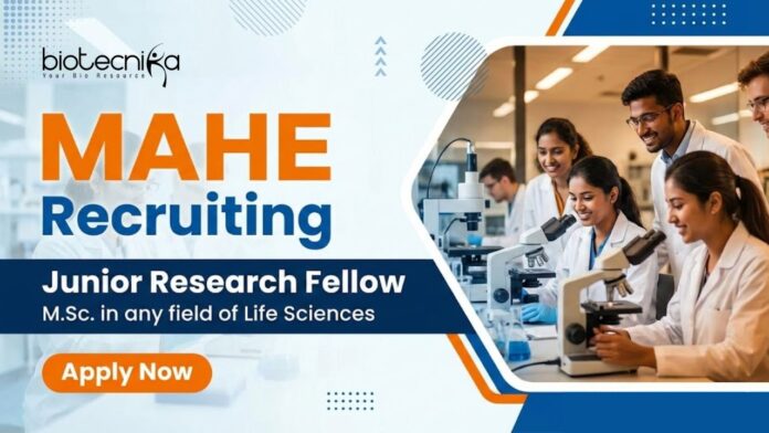 MAHE Apply for Junior Research Fellow at MAHE. Build a MAHE Career in Life Science Research through an ICMR-funded Cancer Biology Project.
