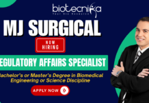 Regulatory Affairs Specialist jobs at MJ Surgical | biomedical engineering jobs Regulatory Affairs Specialist jobs at MJ Surgical for biomedical engineering and life science career seekers in Ahmedabad