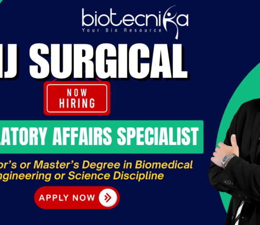 Regulatory Affairs Specialist jobs at MJ Surgical | biomedical engineering jobs Regulatory Affairs Specialist jobs at MJ Surgical for biomedical engineering and life science career seekers in Ahmedabad