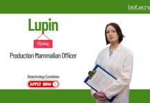 Biotechnology Jobs at Lupin. Candidates B.Tech/B.Sc. Biotech Apply Now Production Mammalian Officer Role in Pune.